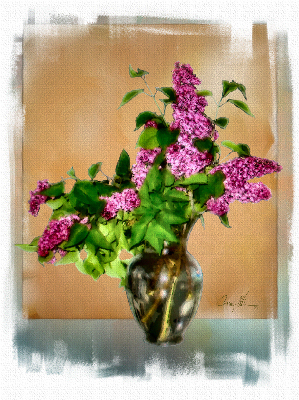 Soft Persian Lilac's and Vase